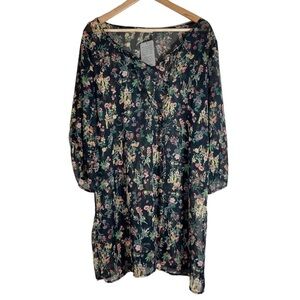 Tua Plus Sheer Floral Tunic/Swim Cover NWT